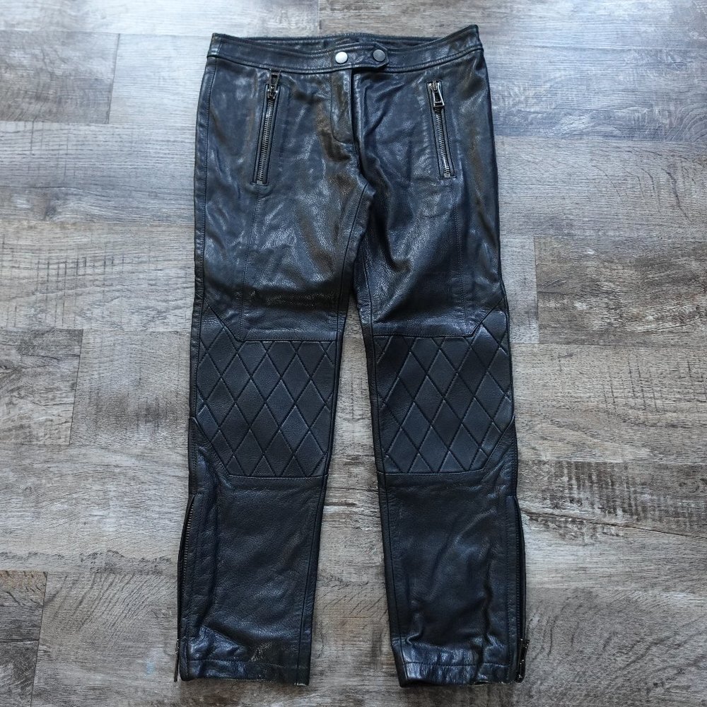 Belstaff quilted leather moto pants women's small size 4/ Italy 40